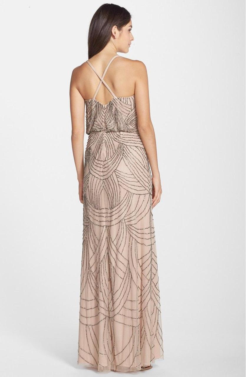 Kirsten Hand Beaded Blouson Gown by Adrianna Papell - Champagne - Mothers  Only